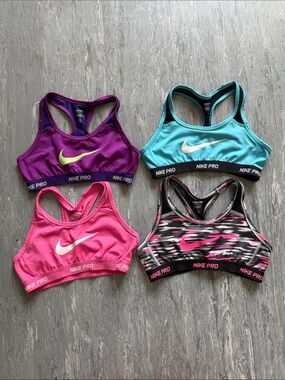 Nike Kids Sports Bras - Purple, Blue, Pink, Black Camo